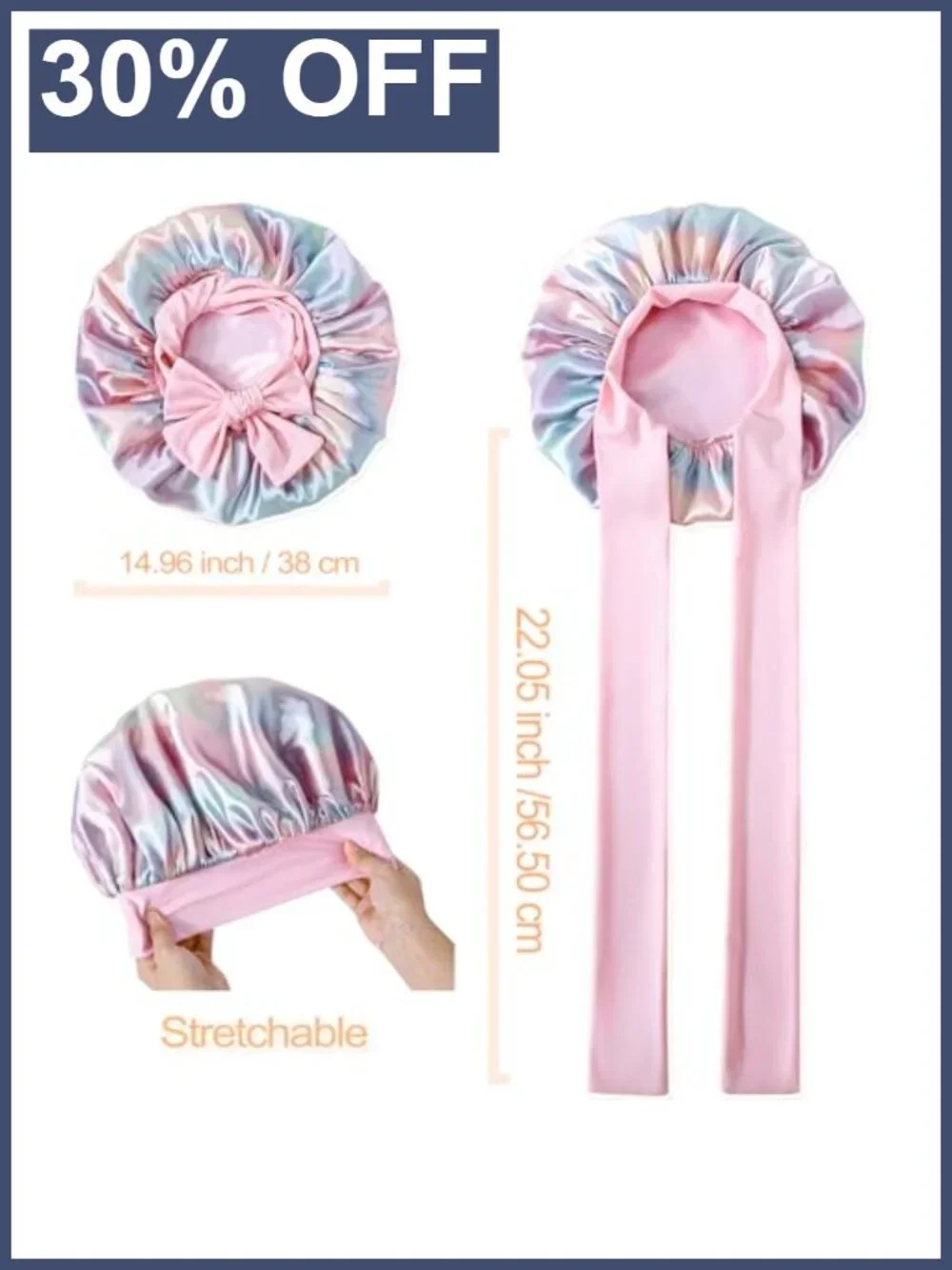 Satin Silk Sleep Bonnet for Women Double Layer Reversible Hair Cap Curly Braid